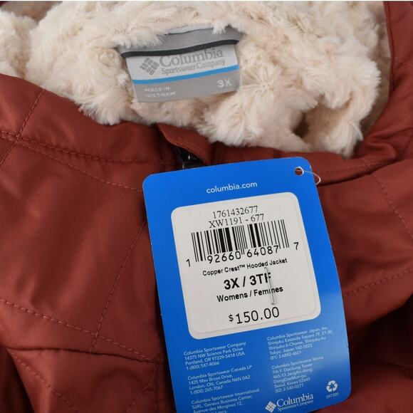 Columbia Women’s Copper Crest™ Hooded Jacket – Size 3X (Rust Red) - Picture 3 of 3